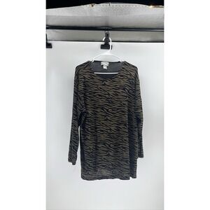 Frazier Lawrence Womens Animal Print Long Sleeve‎ Top Tunic Stretch M